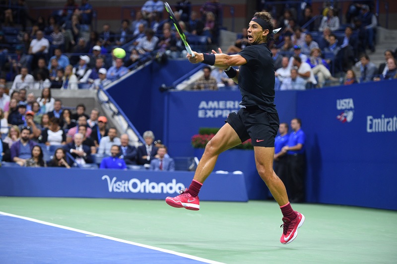 Španělský tenista Rafael Nadal se raduje z postupu do finále US Open.