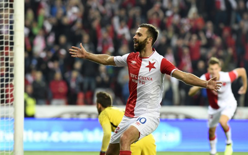 Josef Hušbauer se raduje z gólu do sítě Sparty. 