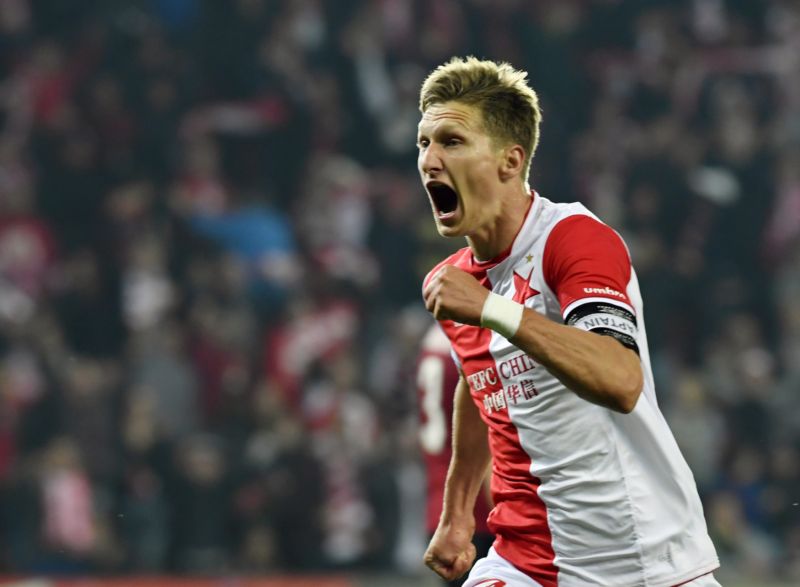 Milan Škoda slaví důležitý gól do sítě Sparty. 
