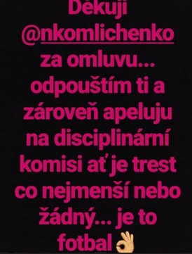 David Limberský po včerejšku přidal smířlivější příspěvek.