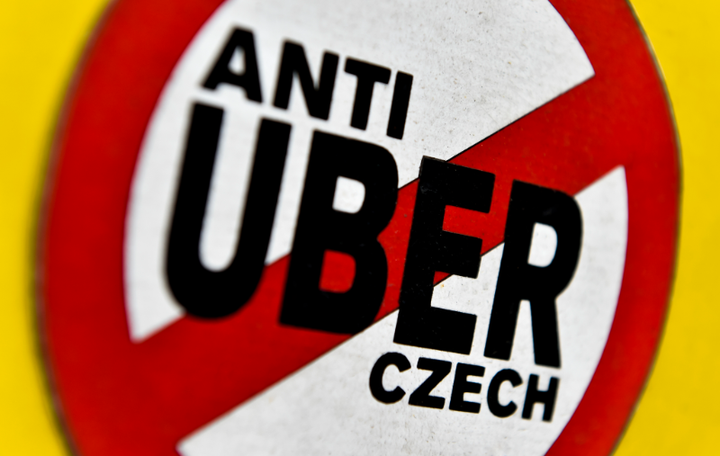 Protest taxikářů proti Uberu.