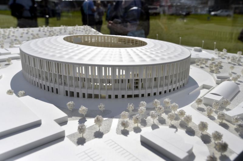 Maketa nového stadionu za Lužánkami.