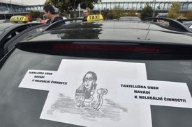 Protest taxikářů proti Uberu.