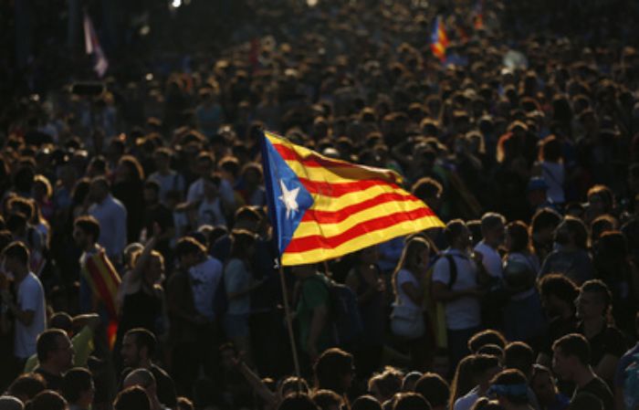 Demonstrace v Barceloně. 