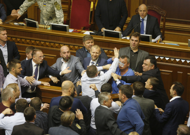 Ještě před hlasováním poslanců se strhla rvačka.
