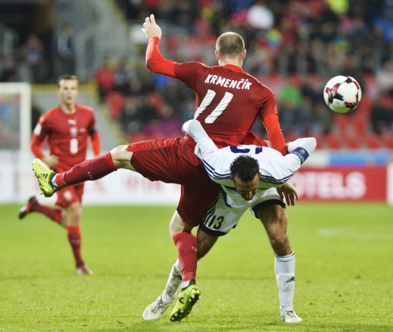 Michael Krmenčík podstoupil s obránci San Marina řadu osobních soubojů.