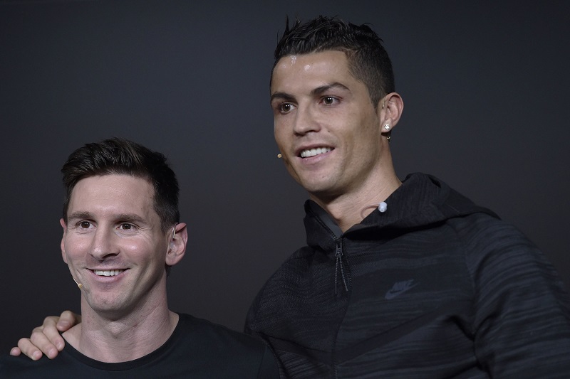 Christiano Ronaldo s Lionelem Messim na vyhlášení ankety Zlatý míč 2016.