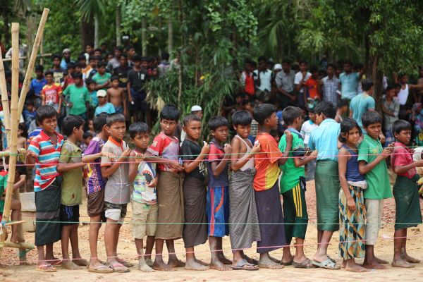 Rohingové v uprchlickém táboře, Bangladéš.
