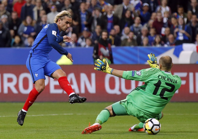 Antoine Griezmann ve vítězném zápase francouzské reprezentace.