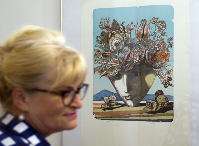 Grafika Josefa Lieslera na výstavě k stému výročí založení Sdružení českých umělců grafiků Hollar v Praze.