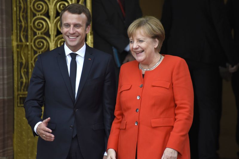Emmanuel Macron a Angela Merkelová.