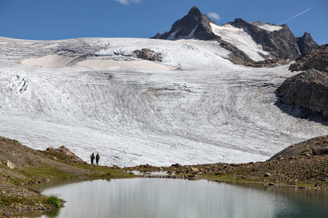 Ledovec Silvretta Glacier ve Švýcarsku.