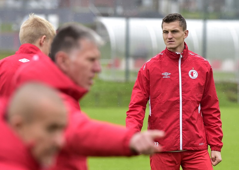 Fotbalista pražské Slavie Tomáš Necid na tréninku.
