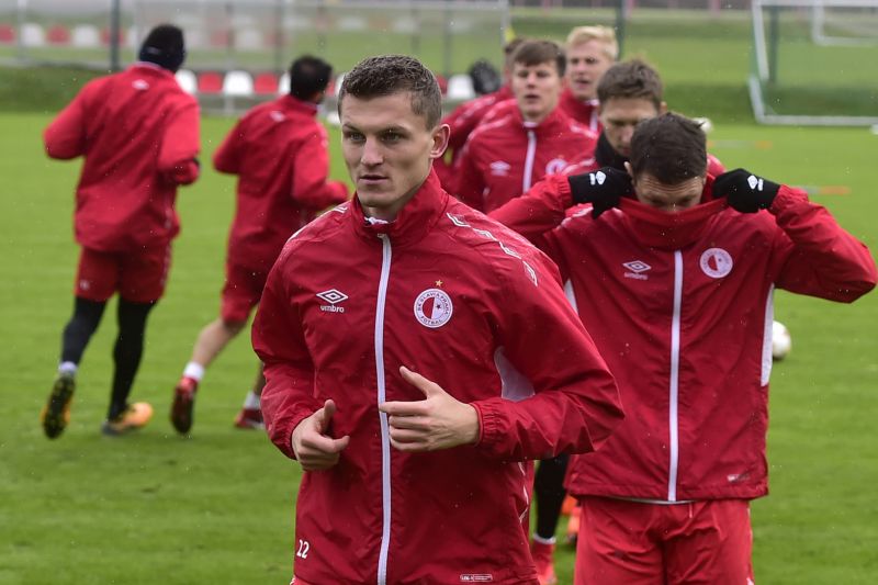Trénink fotbalistů pražské Slavie.
