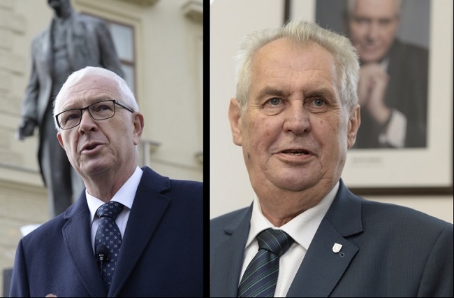 Kandidát na prezidenta Jiří Drahoš (vlevo) a prezident Miloš Zeman.