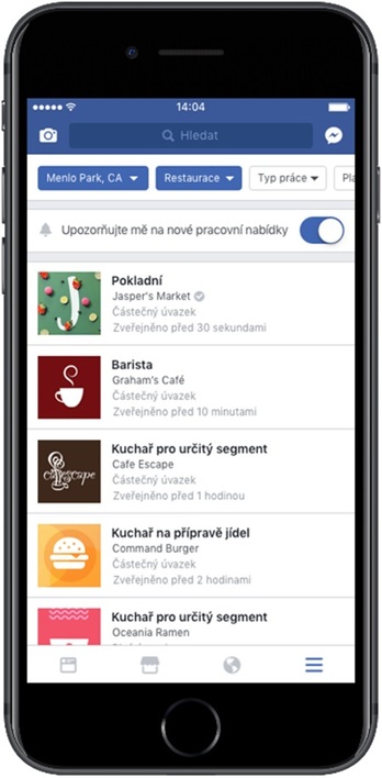 Facebook Jobs z pohledu uchazeče.