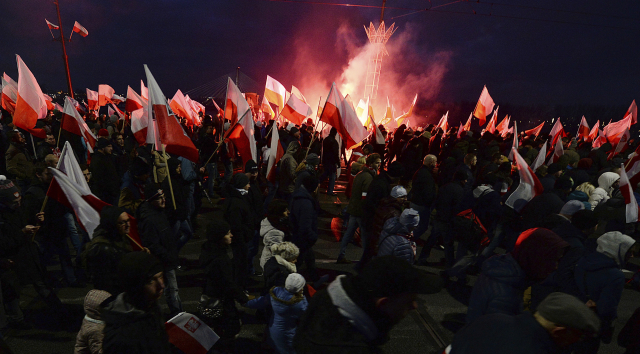 Demonstrace ve Varšavě.