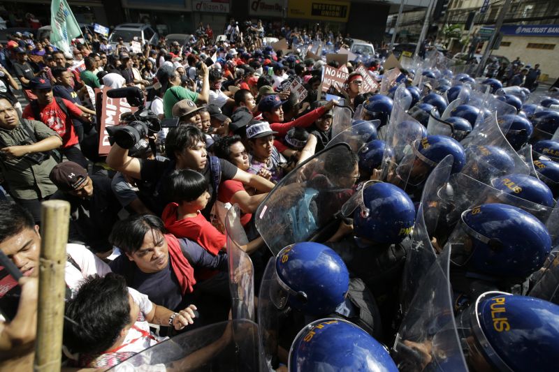 Protiamerické protesty v Manile.