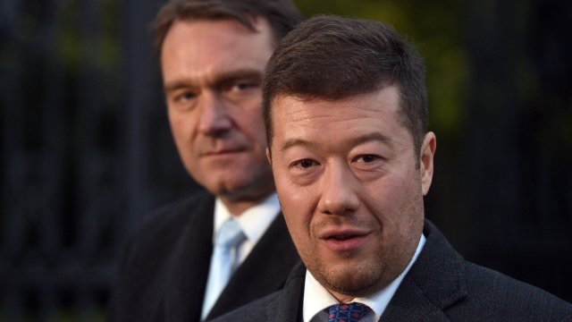 Předseda hnutí SPD Tomio Okamura a místopředseda Radim Fiala.
