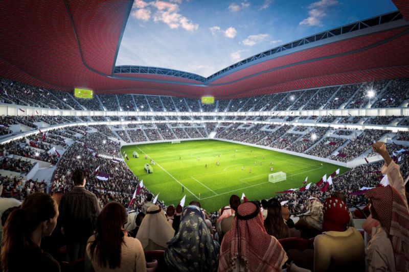 Projekt jednoho ze stadionů, na kterém by se MS v roce 2022 mělo hrát.