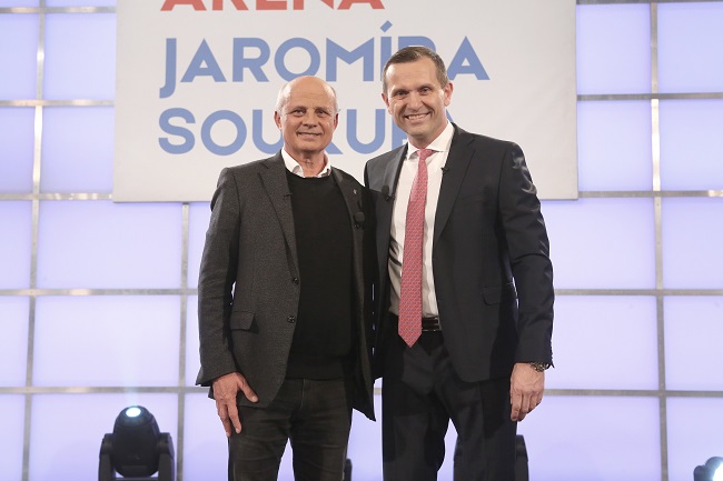 Vlevo kandidát na prezidenta Michal Horáček a generální ředitel Empresa Media Jaromír Soukup.