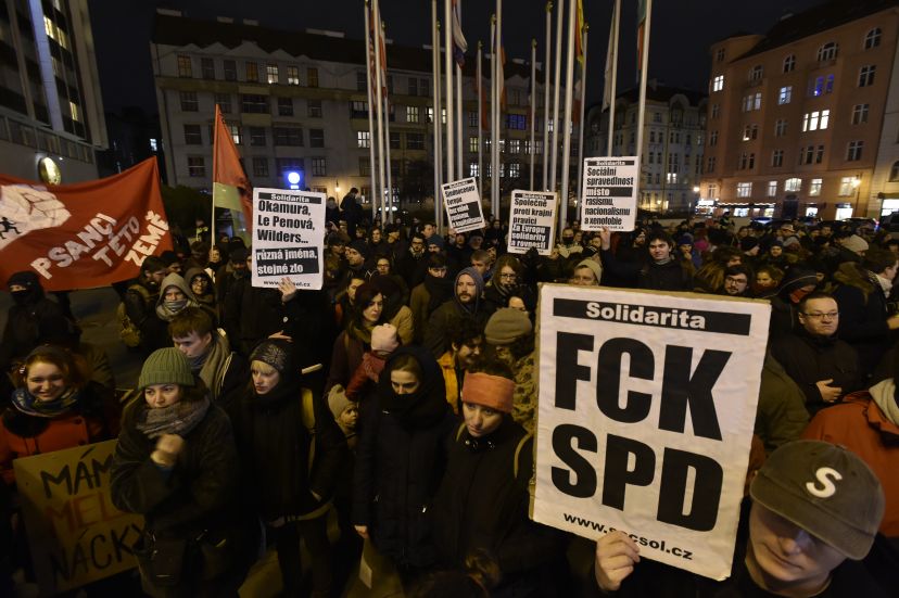 Protest v Praze.