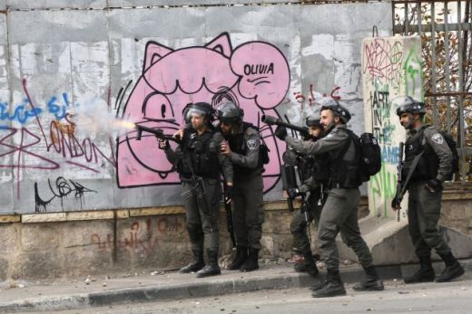 Izraelská policie během demonstrace.