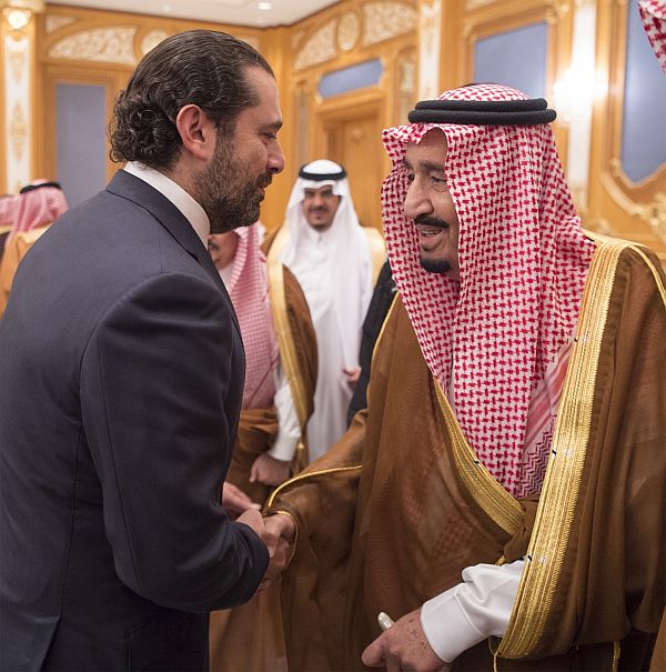 Libanonský premiér Saad Harírí (vlevo) a saúdskoarabský král Salmán bin Abd al-Azíz.