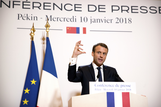 Francouzský prezident Emmanuel Macron při návštěvě Číny. Francouzský prezident Emmanuel Macron při návštěvě Číny.