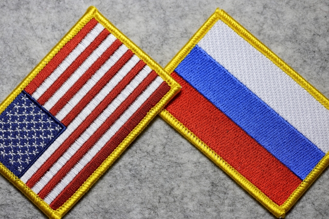 Vlajky USA a Ruska. Vlajky USA a Ruska.