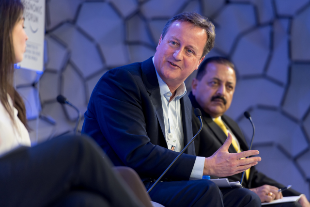 David Cameron na Světovém ekonomickém fóru v Davosu.