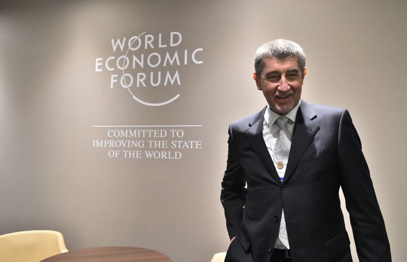 Premiér Andrej Babiš na návštěvě Světového ekonomického fóra v Davosu.