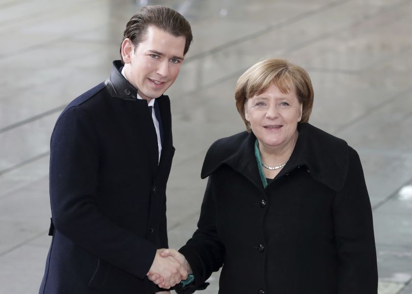 Rakouský kancléř Sebastian Kurz s německou kancléřkou Angelou Merkelovou.