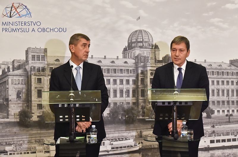 Premiér Andrej Babiš a ministr průmyslu a obchodu Tomáš Hüner.