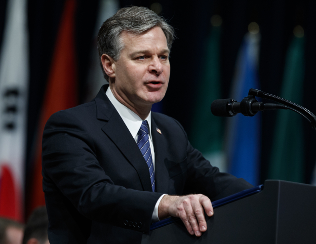 Ředitel amerického Federálního úřadu pro vyšetřování (FBI) Christopher Wray. Ředitel amerického Federálního úřadu pro vyšetřování (FBI) Christopher Wray.
