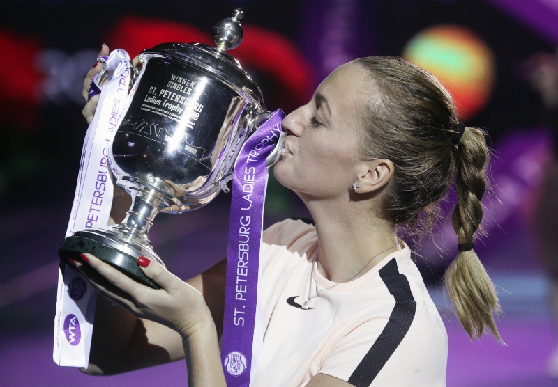 Petra Kvitová po vítězství v Petrohradu. 