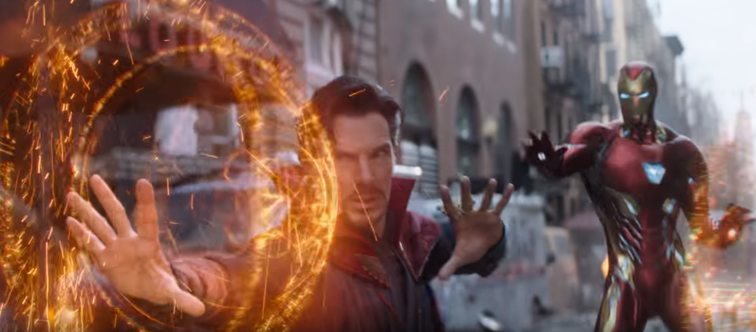 Doctor Strange a Iron Man v Avengers: Infinity War.