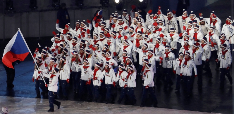 Česká výprava na slavnostním zahájení olympijských her v Jižní Koreji.