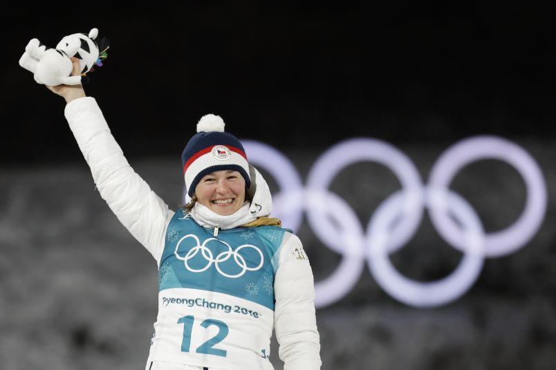 Radující se Veronika Vítková. Radující se Veronika Vítková.