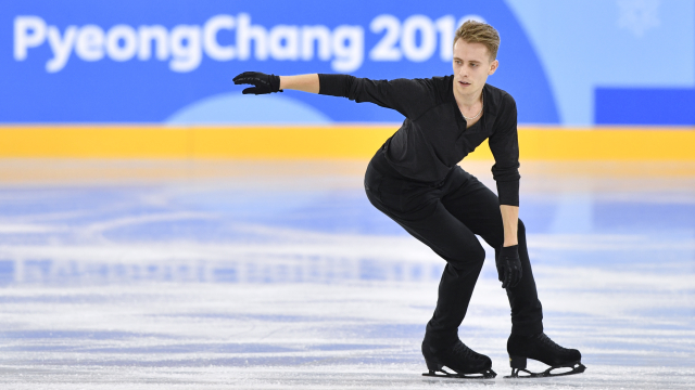 Michal Březina při tréninku na zimních olympijských hrách. 