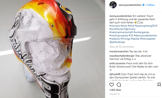 Masky německých brankářů pro olympijské hry.