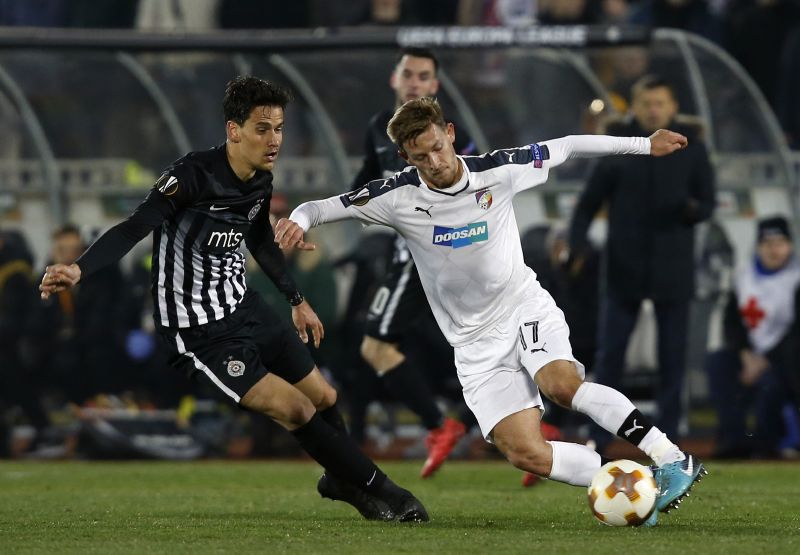 Momentka z utkání Partizan - Plzeň. Momentka z utkání Partizan - Plzeň.