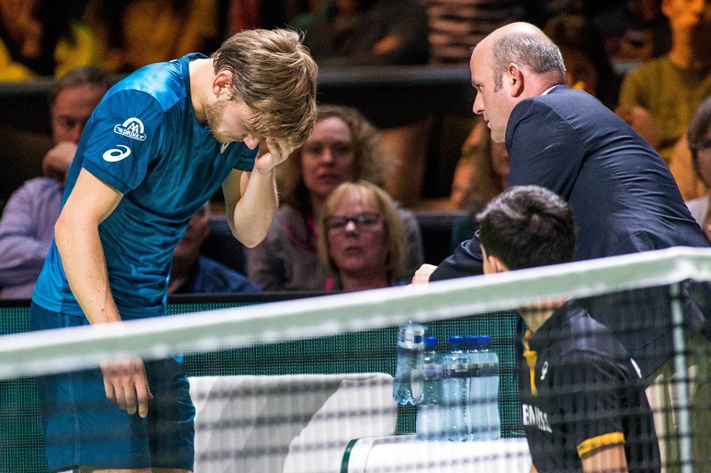 David Goffin se na turnaji v Rotterdamu nešťastně zranil.