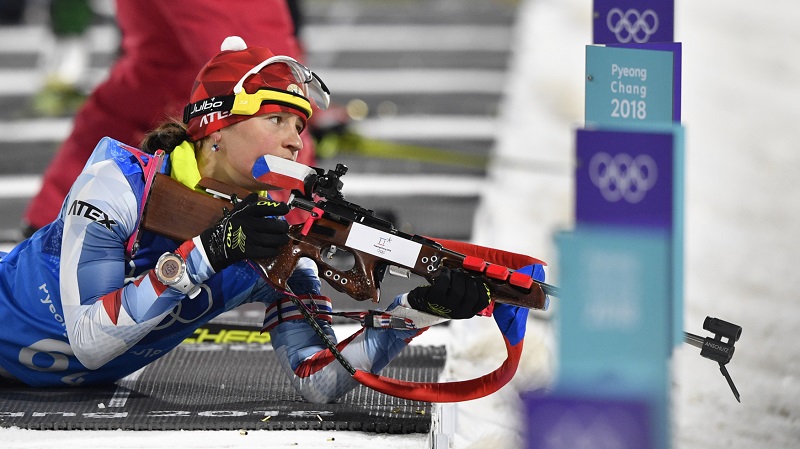 Biatlonistka Veronika Vítková při jednom ze svých olympijských závodů.