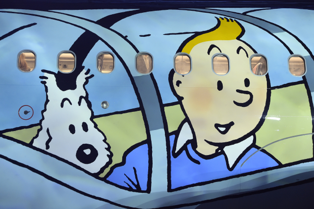 Vyobrazený Tintin na letadle společnosti Brussels Airlines.