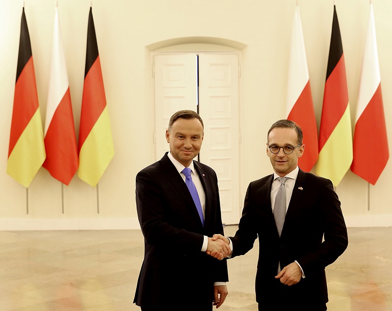 Polský prezident Andrzej Duda (vlevo) a německý ministr zahraničí Heiko Maas.