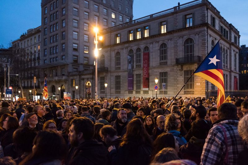 Demonstrace v Barceloně.