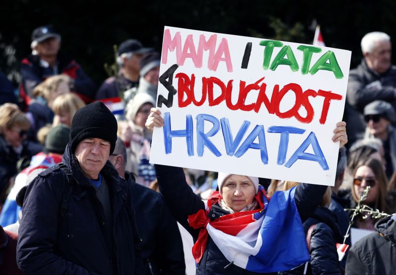 Chorvati protestovali proti smlouvě, která prý podporuje gaye.