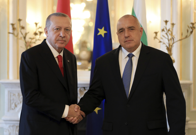 Turecký prezident Erdogan a a bulharský premiér Bojko Borisov (vpravo).