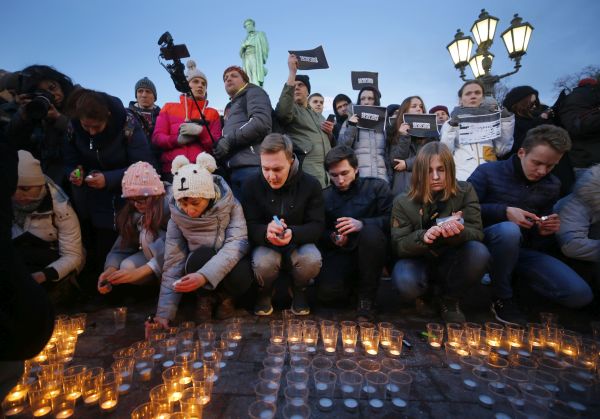 Pietní akce v centru Moskvy.